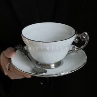 Genuine Original High-end Retro French rose heart coffee cup and saucer set light luxury office exquisite afternoon tea dessert plate ceramic cup