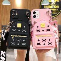 [HOT P] เคส Crossbody สำหรับ iPhone 13 Pro 12 11 XS Max X XR 6S 7 8 Plus กระเป๋า Tali Bahu ฝาครอบหูฟังกระเป๋าใส่บัตรเครดิตเคสกระเป๋าสตางค์