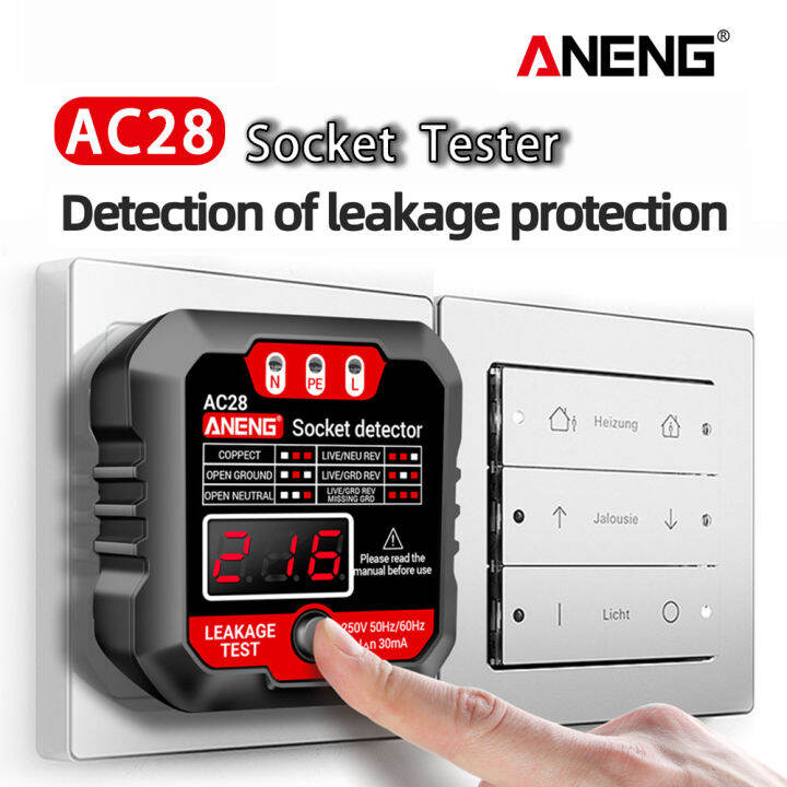 ANENG AC28 Digital Smart Automatic UK US EU Plug Polarity Phase Pheck Detector With Voltage