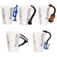 10cm High Music Note Mug Porcelain Coffee Drink Cup with Music Instrument Handle