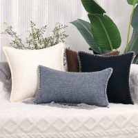 【hot】▽❁❁ Cotton Cushion Cover 45x45 50x50cm Hemming Design for Sofa Livingroom Pillowcase