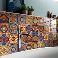 ▧✹۩ 10pcs Retro Mandala Pattern Crystal Tiles Sticker Waterproof Murals Self-Adhesive Decorative Kitchen Bathroom Wall Sticker