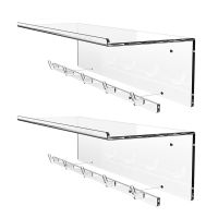 2Pcs Acrylic Floating Shelf,for Book Stand Display Racks and Kids Room Bedroom Living Room Office Decor with Hook