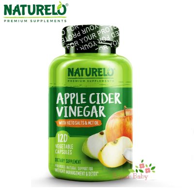 NATURELO Apple Cider Vinegar with Keto Salts &amp; MCT Oil 120 Vegetable Capsules แอปเปิ้ลไซเดอร์ วีนีการ์ 120 เวจจี้แคปซูล