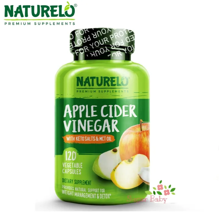 NATURELO Apple Cider Vinegar with Keto Salts & MCT Oil 120 Vegetable