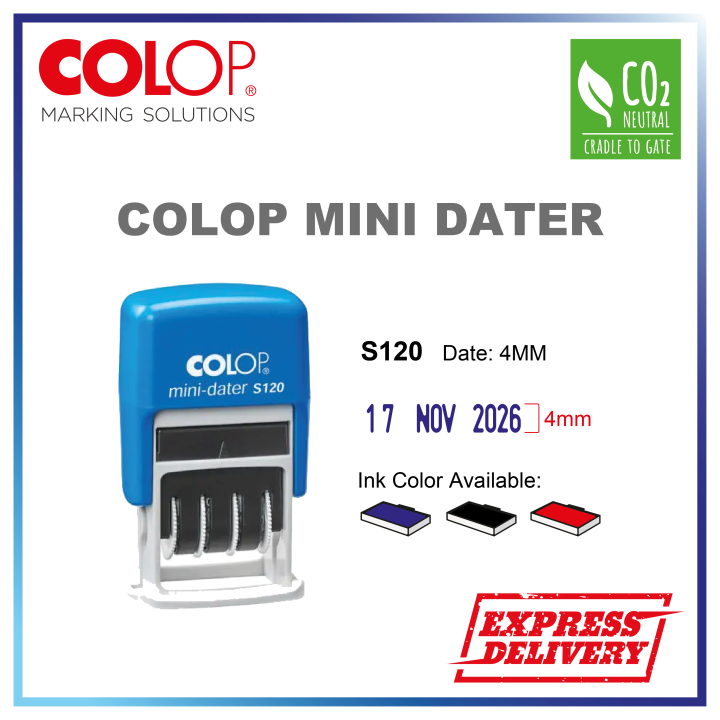 COLOP DATER STAMP | MINI DATER S120 | SELF INIKING ADJUSTABLE DATE ...