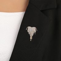 [COD] European and fashion exaggerated personality brooch diamond zircon tassel chest net red temperament design sense clothes accessories female