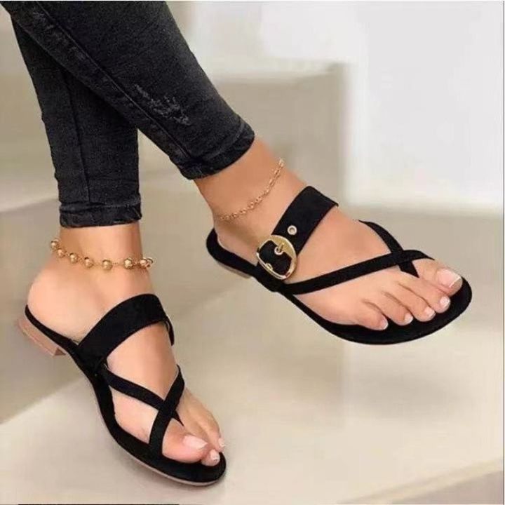 Women's Sandals Clip Toe Ladies Shoes T-Tied Ankle Strap Beach Casual  Female Summer Footwear