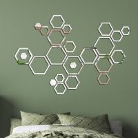 Hexagon Mirror Wall stickers room Bedroom adhesive decoration Honey comb Stickers decor