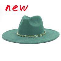 Fedora Hat2022 New Same Color Chain Big Rim Heart Top 9.5Cm Hemline Fashion Top Hat Unisex Suede Jazz Hat