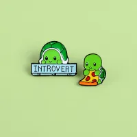 【YF】 Introvert Tortoise Pizza Pin Cartoon Enamel Pins Brooche Badges Denim for Kids Friend Wholesale