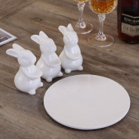 VILEAD Rabbit Ceramic Cake Stand European Round Afternoon Tea Snack Plates Home Decoration Wedding Party Dessert Display Tray