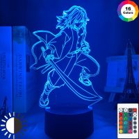 ┅♠ Anime Kimetsu No Yaiba Giyu Tomioka Light for Bedroom Decor Child Kids Birthday Gift Manga Gadget Giyuu Lamp Demon Slayer