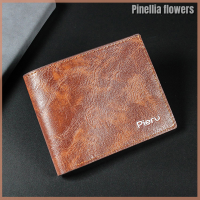 Pinellia Flowers กระเป๋าสตางค์ผู้ชายวินเทจยี่ห้อเครื่องหนัง PU หรูหรากระเป๋าสตางค์คลิปเก็บสายสั้นกระเป๋าใส่เงินบัตรเครดิต