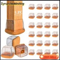 SYRUPSHADDOCKING เก้าอี้ผ้าสักหลาด24ชิ้นสนับเข่าสำหรับเล่นกีฬาซิลิโคนใสเฟอร์นิเจอร์เลื่อนที่รองขาเฟอร์นิเจอร์ทรงสี่เหลี่ยมอัพเกรดที่รองขาโต๊ะพื้นไม้เนื้อแข็ง