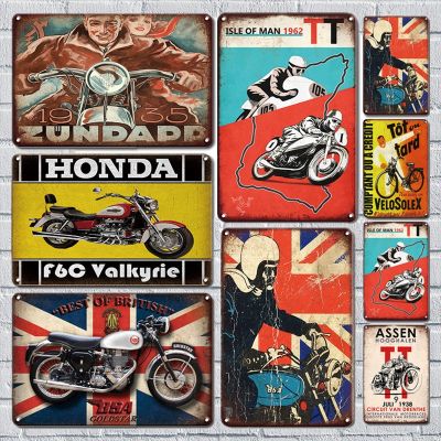 Vintage Garage Wall Decor Metal Poster Tin Sign Shabby Chic Motorcycles Art Stickers Metal Plate Signs Retro Home Decor Plaques