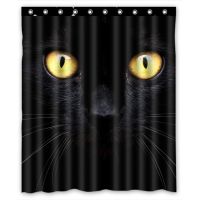 Funny Black Cat in the Dark Waterproof Polyester Bath Shower Curtain 60x72 inch 3D Black Cats Home Decor Bathroom Halloween Gift