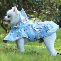 Waterproof Reflective Cape Raincoat Cute Cartoon Print Dog Rain Clothes Small Medium Dogs Transparent PU Outdoor Rainwear