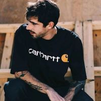 แบรนด์ CARHARTT เสื้อยืดแขนลำลองขาสั้นพิมพ์ลายตัวอักษรทรงหลวมแบรนด์ยุโรปและอเมริกา