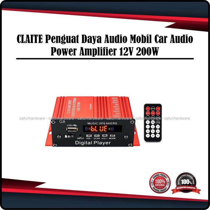 CLAITE Penguat Daya Audio Mobil Car Audio Power Amplifier 12V 200W