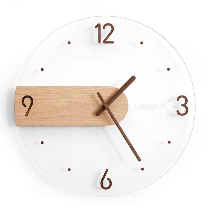 16-inch-simple-nordic-wall-clock-creative-solid-wood-acrylic-glass-home-living-room-wall-clock-decorative-clock-wall-clock-40cm-พร้อมส่ง-ส่งจากร้าน-malcolm-store-กรุงเทพฯ