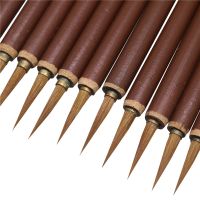 5 Pcs Brown Hook Line Pen Chinese Calligraphy Watercolor Wolf Hair Brush Artist art Acrylic Acid Student Learning Stationery Artist Brushes Tools