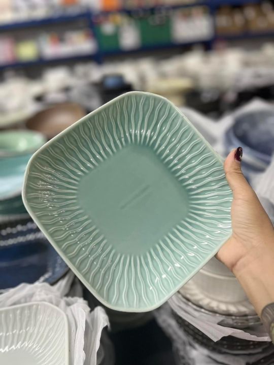 จานเหลี่ยม-ceramic-plate-จานขนาด8นิ้ว-จานเซรามิก-จานอาหารสวยๆ-จานขนม-จานเซรามิก-จานราคาถูก-จานเกรดเอ