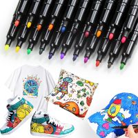 12/24 Colors Fabric Marker Pen Set Childrens DIY Hand-painted Graffiti Waterproof Non-shedding Fabric Coloring Pen