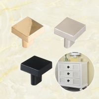 【LZ】▲▧☈  Square Cabinet Handle and Knobs Zinc Alloy Wardrobe Handle Black Kitchen Single Hole Knob Cupboard Door Pull Furniture Hardware