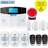 NEW Built-in antenna Door Gap Sensor PIR Motion Detector Wireless LCD GSM SIM card House security Alarm system Smoke Flash Siren Household Security Sy