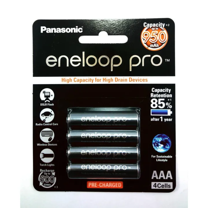 Panasonic ถ่านชาร์จ รุ่น Eneloop Pro ขนาด Aaa 950 Mah แพ็ค4 ก้อน 1 แพ