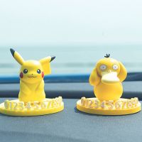 6 9cm Anime Pokemon Figure Pikachu Psyduck Jigglypuff Temporary Car Parking Card Phone Number Stop Sign Collectible Model Toy