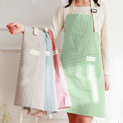 Stripe Apron For Cooker Household Sleeveless Gardening Aprons Adjustable Elastic High Quality Cotton Waiter Japanese Style Apron Aprons