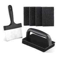 1Set Blackstone Griddle Cleaning Kit Flat Top Scouring Pads Non Scratch Griddle Scrubber Cleaning Pad Black with 6In Grill Scraper