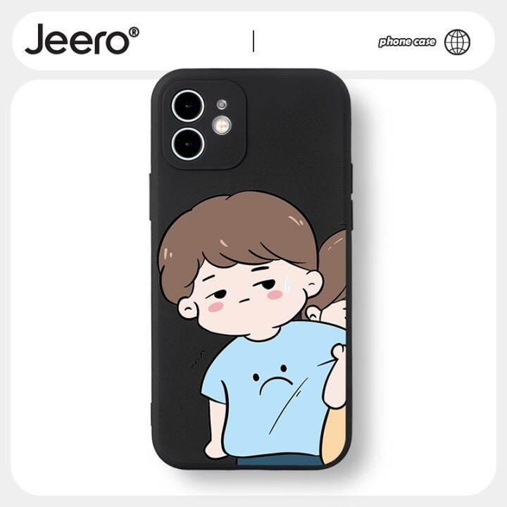 jeero-ชุดคู่ซิลิโคนนิ่ม-เคสโทรศัพท์เคสโทรศัพท์สี่เหลี่ยมกันกระแทกลายการ์ตูนตลกสำหรับ-iphone-13-12-11-pro-max-se-2020-x-xr-xs-8-7-ip-6s-6-plus-hff490น่ารัก