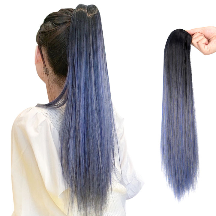 Fashion Ponytail Wig Straight Fake Clamp Hair Extension Ponytail Synthetic  50cm Pony Tail Wig For Women 