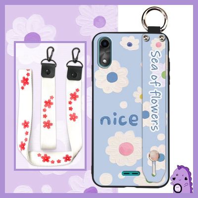 Dirt-resistant cute Phone Case For Wiko Y51/Sunny5 Lite painting flowers Silicone Soft Waterproof Lanyard sunflower