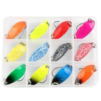 12 Grid Box Color Scoop-shaped Horse Mouth Sequins Set Luya Bait Hard Bait Fishing Gear AccessoriesLures Baits