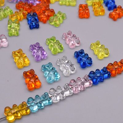 Rainbow Colorful Cute Gummy Bear Acrylic beads for Jewelry Making Necklace Bracelet Earrings Bears Christmas Gift Vertical hole