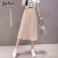 Jielur 6 Colors Korean Fashion Summer Skirt Female Chiffon High Waist Pleated Skirts Womens S-XL Harajuku Faldas Mujer