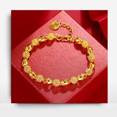 High Quality Classic Copper Gilded Buddha Bead Hollow out Alloy Glossy Exquisite Bracelets for Women 39;s Fashion Vintage Bracelet