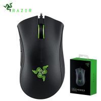 Razer DeathAdder ดั้งเดิม Essential เมาส์เมาส์สำหรับเล่นเกมส์แบบมีสายเซ็นเซอร์ DPI ออปติคอล5ปุ่มแยกกันสำหรับเกมเมอร์แล็ปท็อป PC