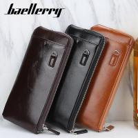 กระเป๋าสตางค์ยาวของผู้ชาย Baellerry วัยรุ่นแฟชั่นซิปกระเป๋าโทรศัพท์กระเป๋าสตางค์หนังบางพิเศษ