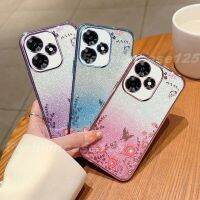 เคสกลิตเตอร์สำหรับ Infinix Hot 30 Hot30i 20 12 Play Hot30 Hot30i 4G 2023ฝาหลังอ่อนนุ่มซิลิโคน TPU ยืดหยุ่นเคสกันกระแทกมือถือ Bling ปกป้องดอกไม้ไล่ระดับสี