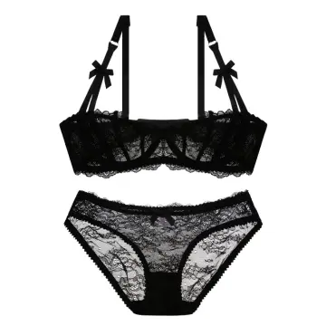 Womens Sexy Underwear Satin Print Lace Embroidery Bra Sets / Panties B C D  Cup