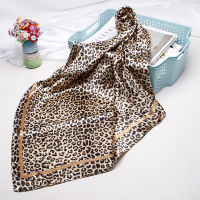 Fashion Leopard Print Scarves For Women Silkl Satin Hijab Scarf Female 90cm*90cm Luxury Square Shawl Head Scarfs For Ladies 20212023