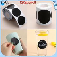 SIXUL 120pcs/roll ครัว กระดานดำ เครื่องเทศ สติ๊กเกอร์ฉลากกลม ป้ายกระดานดำ แท็กขวด ปากกามาร์กเกอร์