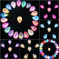 Glass crystal 7x10 10x14 13x18mm jelly candy AB amp; rainbow colors water drop shape Glue on rhinestone beads applique diy trimming