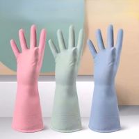 1 Pair Dishwashing Gloves Waterproof PVC Thin Style Kitchen Durable Dishwashing Laundry Clothes Fit Skin Style PVC Comfort Glove Safety Gloves