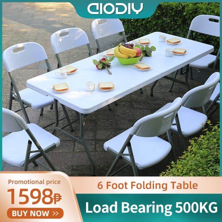 AIODIY Folding Table 6 FT Foldabld Table White Steel Residential grade